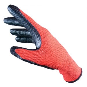 Safety gloves with nitrile coating on the palm